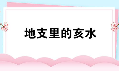 地支里的亥水 八字亥水是什么意思