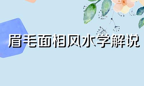 眉毛面相风水学解说 眉毛的风水相学说