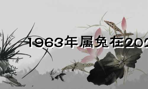 1963年属兔在2023 63年属兔8月份运气