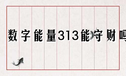 数字能量313能守财吗 数字能量3131